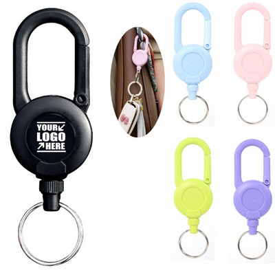 Solid Color Retractable Keychain Key Ring