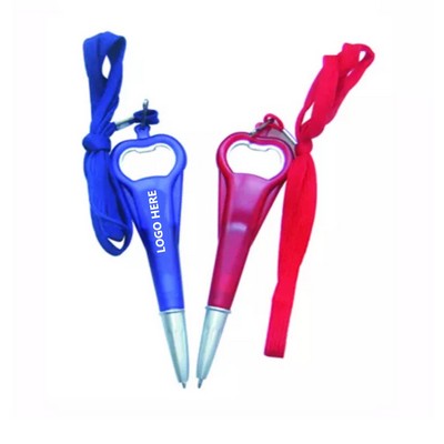Lanyard Ballpoint Pen w/Bottle Opener