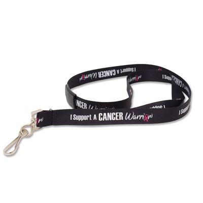 5/8" Black Pre-printed I Support A Cancer Warrior Lanyards