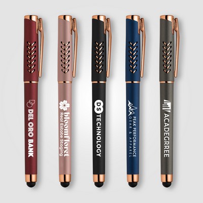 Hollywood Rose Gold Gel Pen w/Stylus - Silkscreen