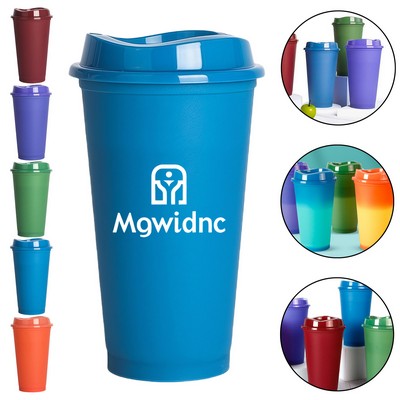 500ml 16oz Creative Heat Sensitive Color Changing Plastic Cup
