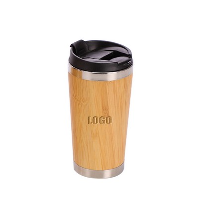 450ml Bamboo Stainless Steel Mug with Double Wall Insulation