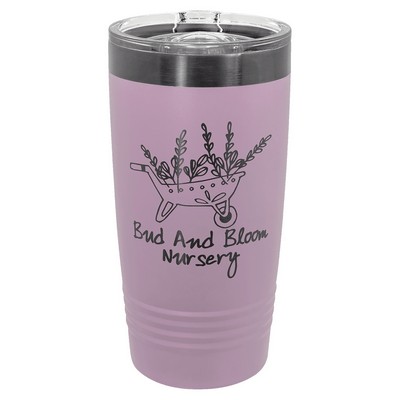 Polar Camel 20 oz. Moody Lilac/Ghost Black ION-Plated Black Ringneck Tumbler with Slider Lid
