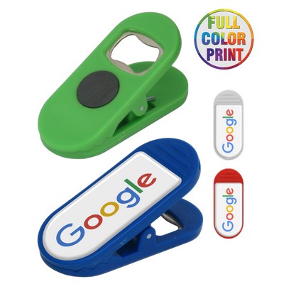 Union Printed - Heavy-Duty Bottle Opener Magnet Clip with Dome Label