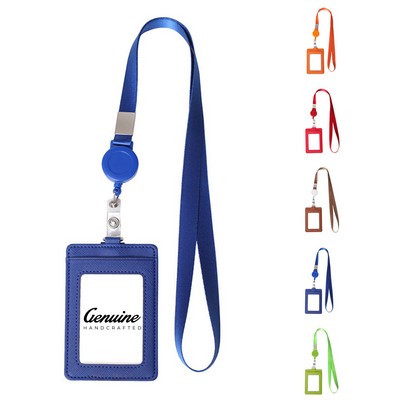 PU ID Badge Holder with Polyester Lanyard
