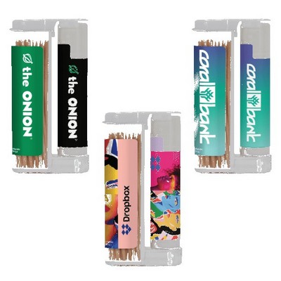 Wooden Toothpicks in a Rectangular Flip-Top Duo w/ SPF 15 Lip Balm