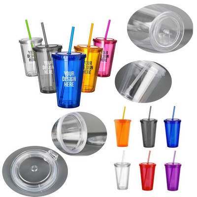 16OZ Reusable Straw Ice Cups