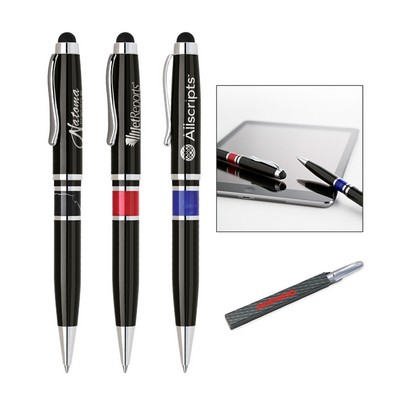 Lacquered Brass twist ballpoint pen with touchscreen stylus