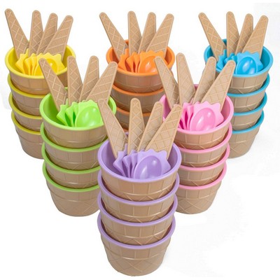 Plastic Ice Cream Cups with Spoons