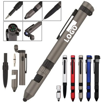 Multifunction 6 In 1 Tool With Ballpoint Pen For Camping