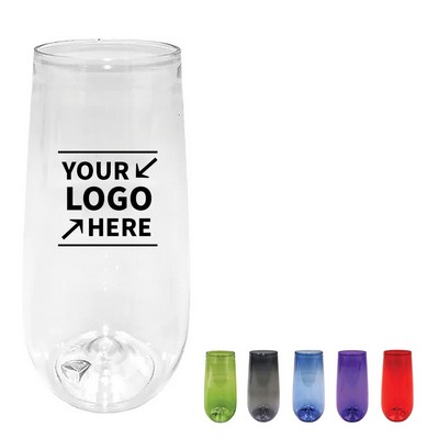 10 Oz. Clear Plastic Stemless Champagne Flute Cup