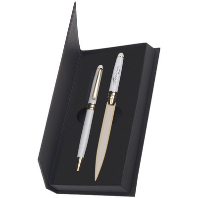 Danish-I Brass Letter Opener with GS Double Pen Set
