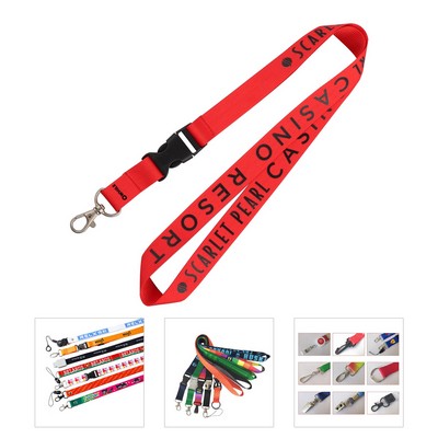 3/4" Polyester Lanyard (Detachable Buckle, Lobster Claw)
