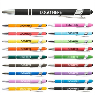 2" 1 Colorful Metal Ballpoint Pens With Stylus Tip