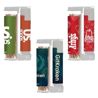Wooden Toothpicks in a Rectangular Flip-Top Duo w/ Natural Lip Moisturizer