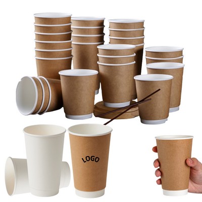16 OZ Disposable Double Kraft Paper Coffee Cup