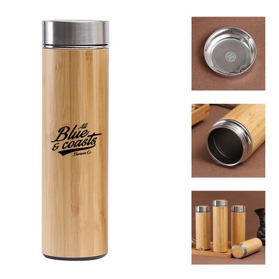15oz Stainless Steel Bamboo Insulated Bottle