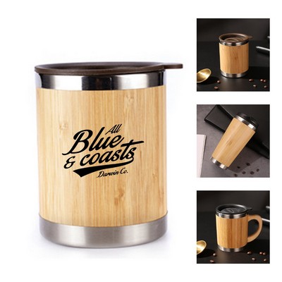 11oz Eco-Friendly Stainless Steel Bamboo Travel Tumbler
