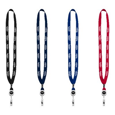 5/8" New Polyester "Shoelace" Lanyard with Retractable Badge Reel