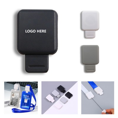 Retractable Square Badge Holder with Plastic Hook and Belt Clip