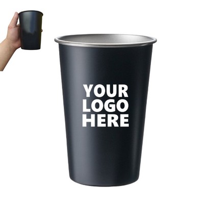 Customizable 16oz Black Straight Drinking Glass