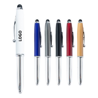 LED Flashlight Stylus Metal Pen