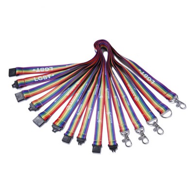 Rainbow Pride Lanyard with Metal Lobster Clip