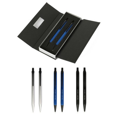Union Printed - Triangle Metal Barrel Pen & Pencil Set in Box