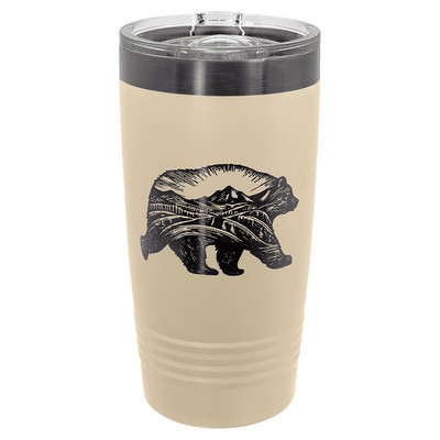 Polar Camel 20 oz. Warm Sand/Ghost Black ION-Plated Ringneck Tumbler with Slider Lid