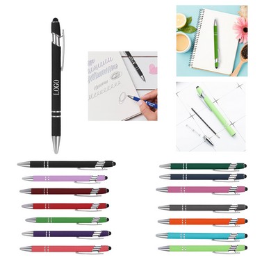Customizable Black Rubber Stylus Ballpoint Pen
