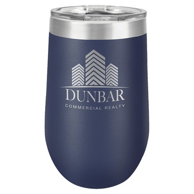Navy Blue Polar Camel™ 16 oz Stemless Wine Tumbler with a Clear Lid