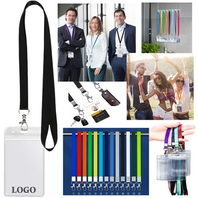 Clear Vertical Vinyl ID Badge Holder with Lanyard (3"x 4")