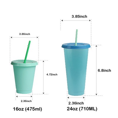 16Oz Color Changing Cup With Lid/Straw
