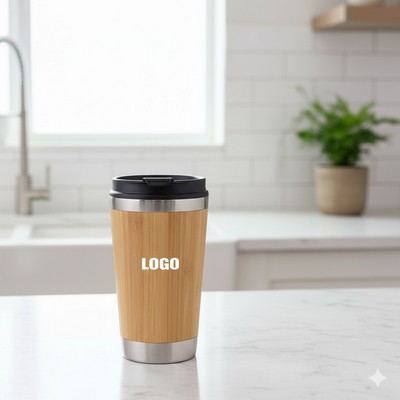 450Ml Premium Bamboo Stainless Steel Cups Mug