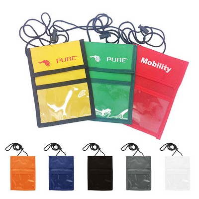 4.25" x 3.12" Transparent ID Wallet with Lanyard and Rear Pen Holder