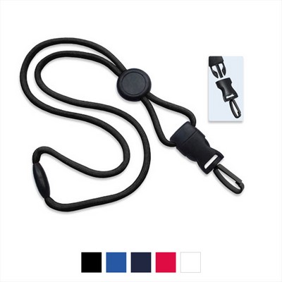 1/4" Polyester Lanyard with Round Slider and Quick Release (Plastic J-Hook)
