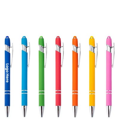 Soft Touch Aluminum Ballpoint Pen w/ Stylus