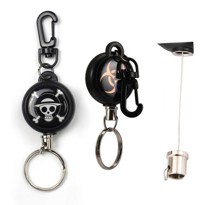 Retractable Key Chain w/Metal Carabiner ID/Badge Holder