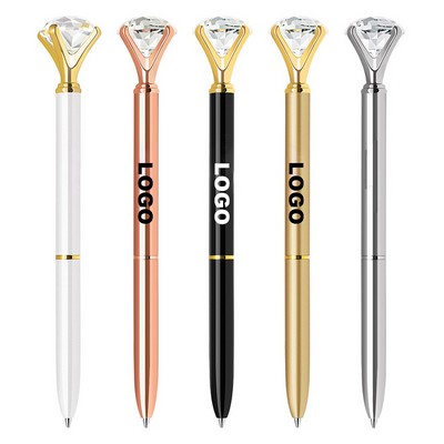 Elegant Metal Twist Action Ballpoint Pen w/Crystal Diamond-III Top