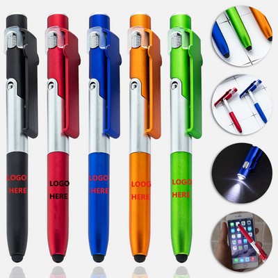 4" 1 Multi Function Touch LED Pen With Stylus Phone Holder