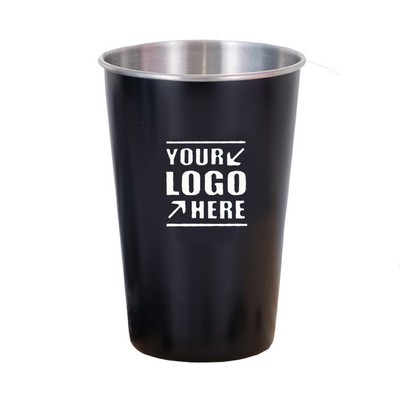 16 Oz. Black Drinking Glasses Shatterproof Pint Cup