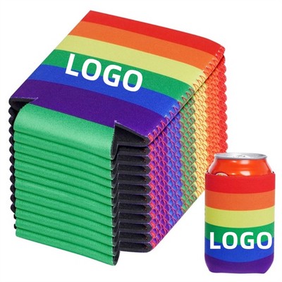LGBT Pride Rainbow Collapsible Foam Can Cooler Sleeve